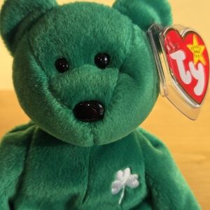 Ty Beany Baby Erin With Shamrock Green Plush Bear-Rare Limited Edition W Errors